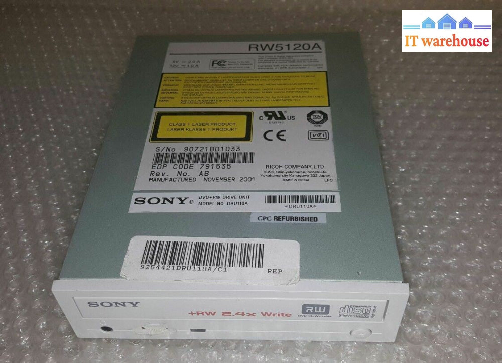 Sony RW5120A NOVEMBER 2001 IDE DVD+RW Drive