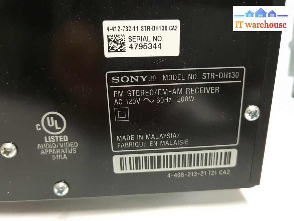 - Sony Str Str-Dh130 2 Channel Fm 200 Watt Receiver Tested (No Remote)