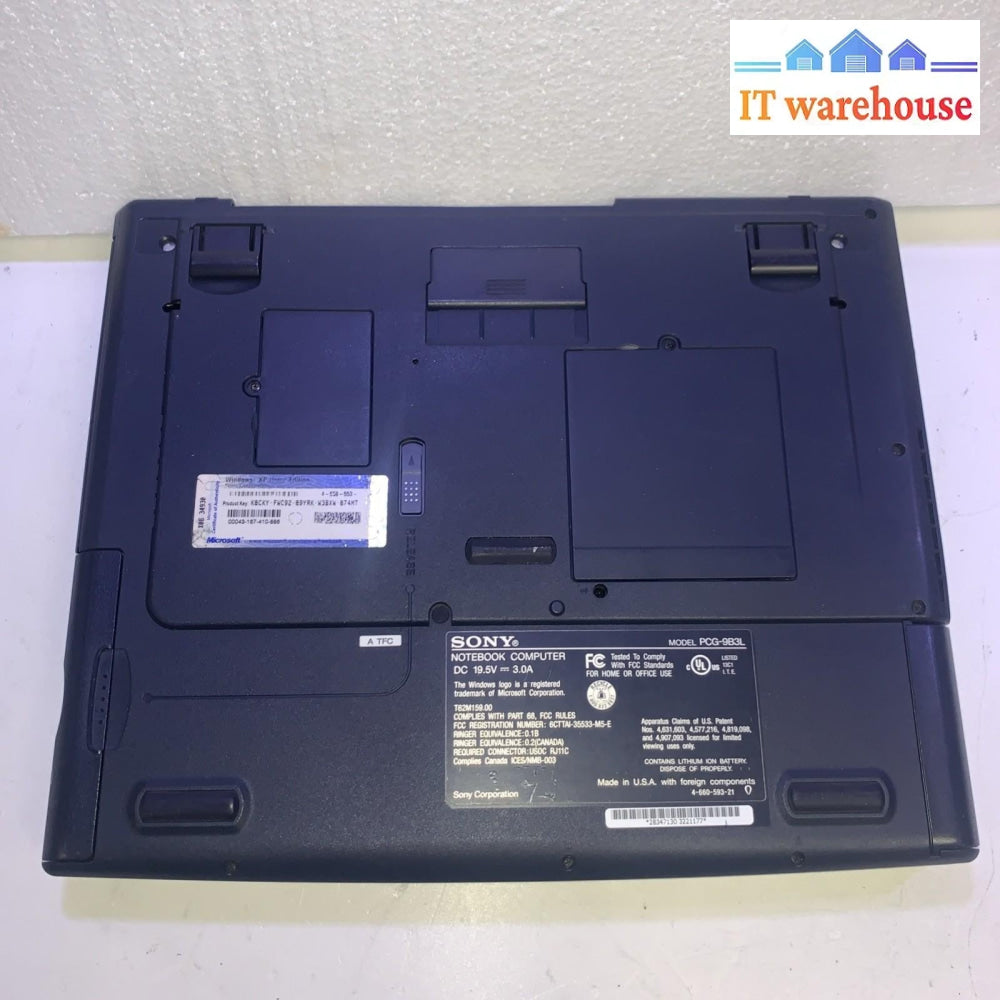 Sony Vaio PCG-9B3L AMD Athlon 4 1000MHz 256MB RAM 20GB HD Windows XP SP3