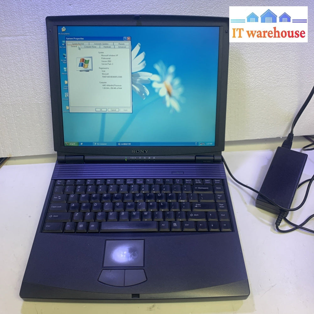 Sony Vaio PCG-9B3L AMD Athlon 4 1000MHz 256MB RAM 20GB HD Windows XP SP3