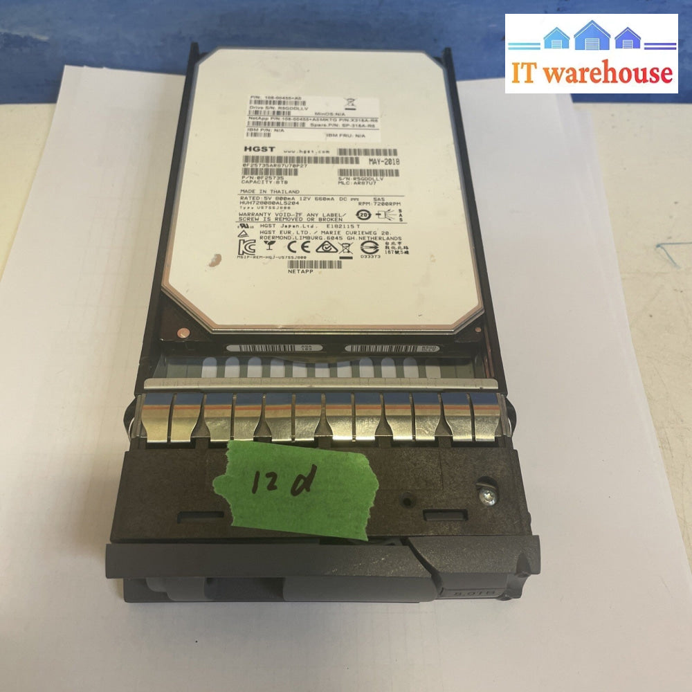 SP-318A-R6 - Netapp 8TB 7200 RPM SAS 3.5" for DS4246 24 bay (12 days used only)