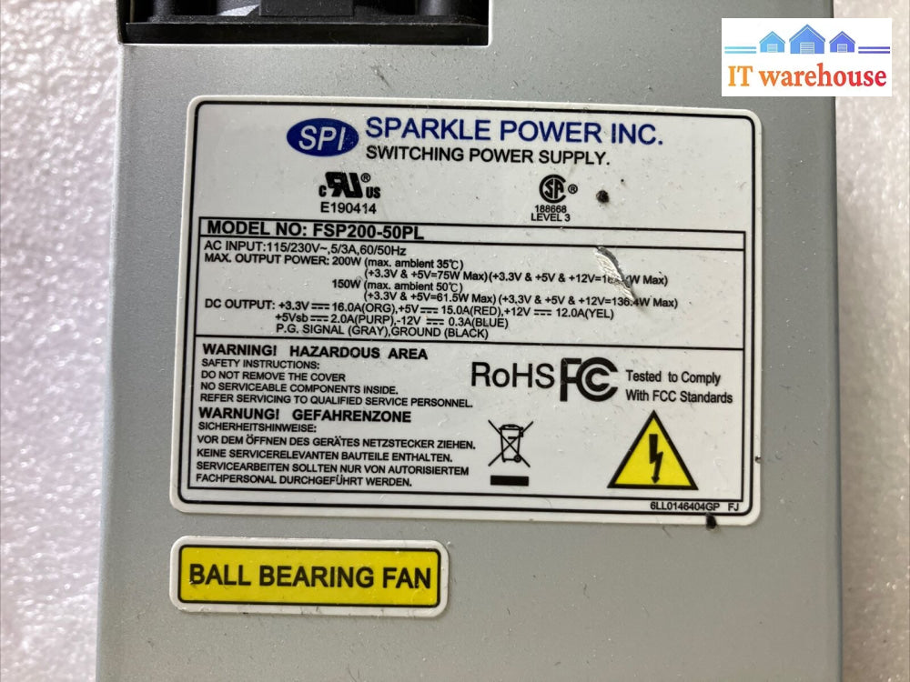 Spi Fsp200-50Pl-B 200W Flex Atx 20-Pin & 4-Pin Cpu Sff (15X8X4Cm) Power Supply ~