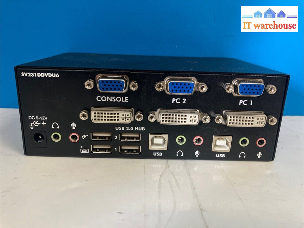 Startech C4E1E7ZG37F 2-Port Dual USB KVM Switch USB Hub With Power Adapter ~