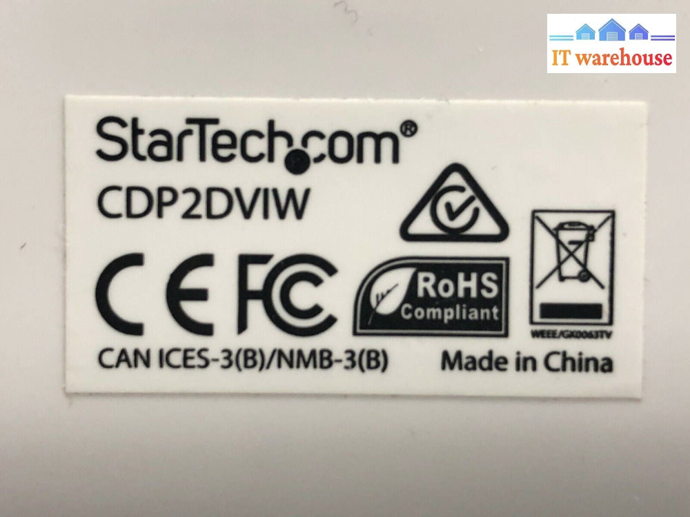  Startech.com USB C to DVI Adapter White - CDP2DVIW  