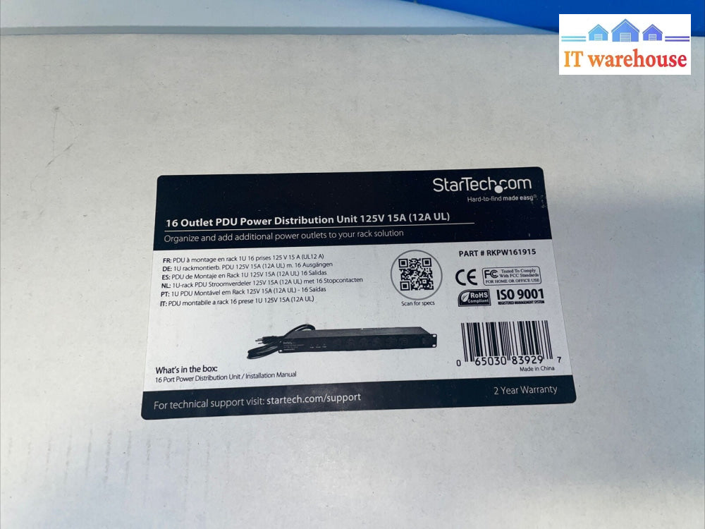 StarTech Rackmount 16 Outlet PDU Power Distribution Unit RKPW161915