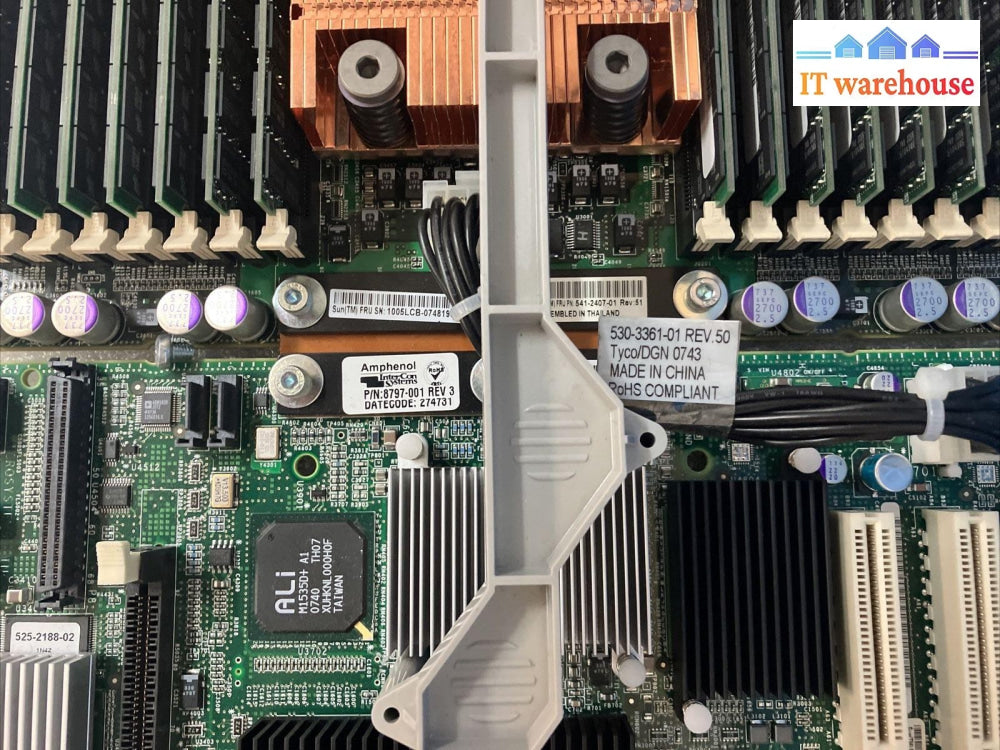 SUN 501-7502-02 Sunfire Motherboard With CPU & (16x 2GB) RAM & 501-7764-03 Card