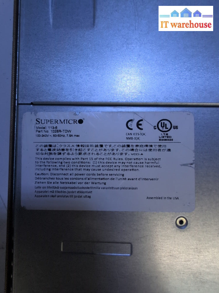 Supermicro 113-6 X10DDW-i Server Dual Xeon E5-2640 V3/128GB RAM/8x Caddy/Rails -