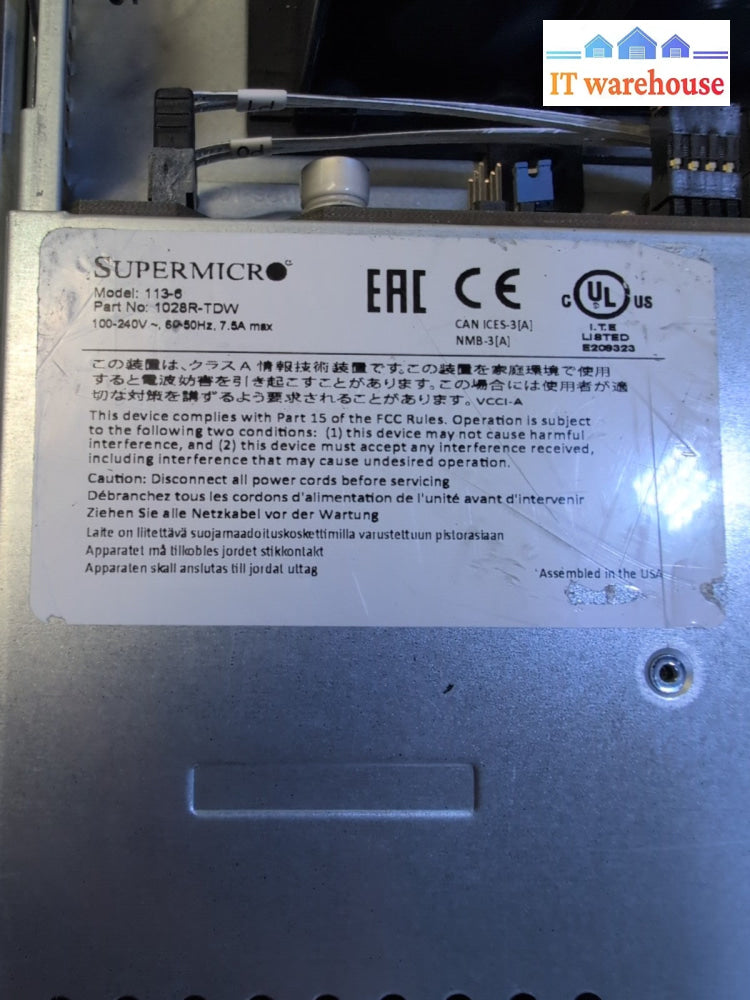 Supermicro 113-6 X10DDW-i Server Dual Xeon E5-2640 V3/64GB RAM/8x Caddy -
