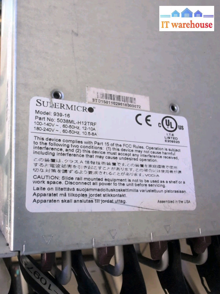 SuperMicro MicroCloud 5038ML-H12TRF 939-16 Server 12x Nodes/E3-1241 V3 /304GB -