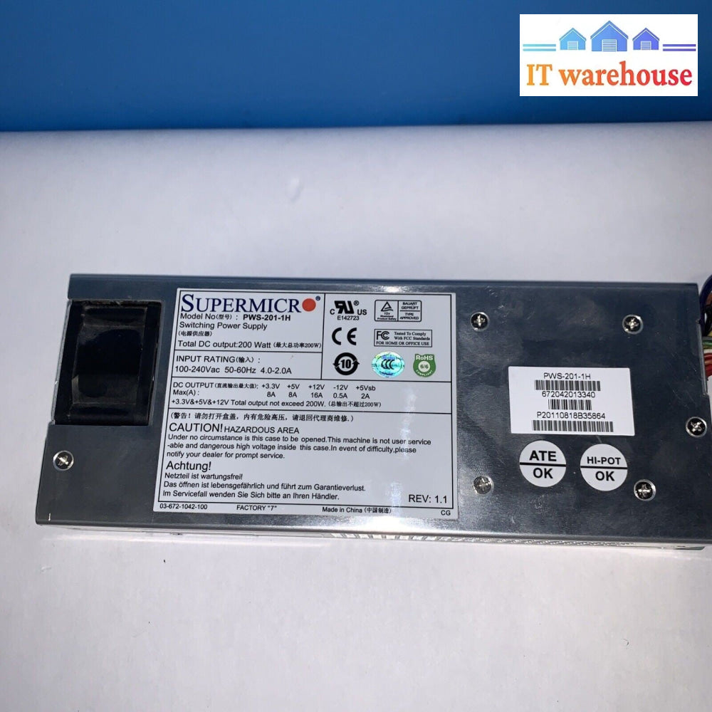 SUPERMICRO PWS-201-1H 200W POWER SUPPLY