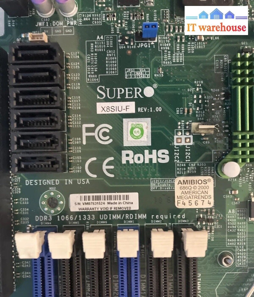 SuperMicro X8SIU-F LGA1156 DDR3 UDIMM/RDIMM Motherboard With Xeon X3440 CPU ~