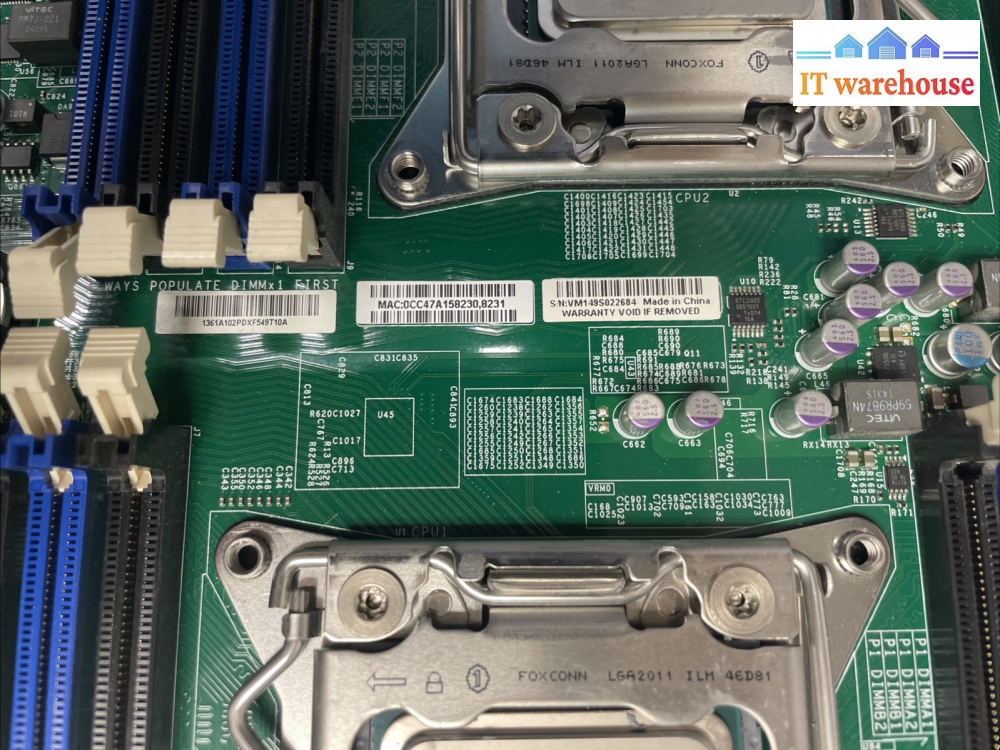 Supermicro  X9DAI  motherboard w xEON E5-2690V2 SR1A5 and IO Plate +