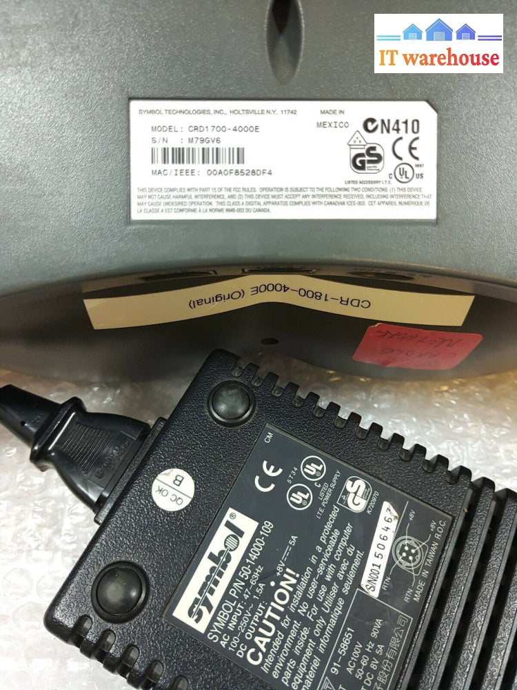 - SYMBOL CRD1700-4000E 4-SLOT CRADLE with CHARGER for SPT1800 SPT1733 TESTED