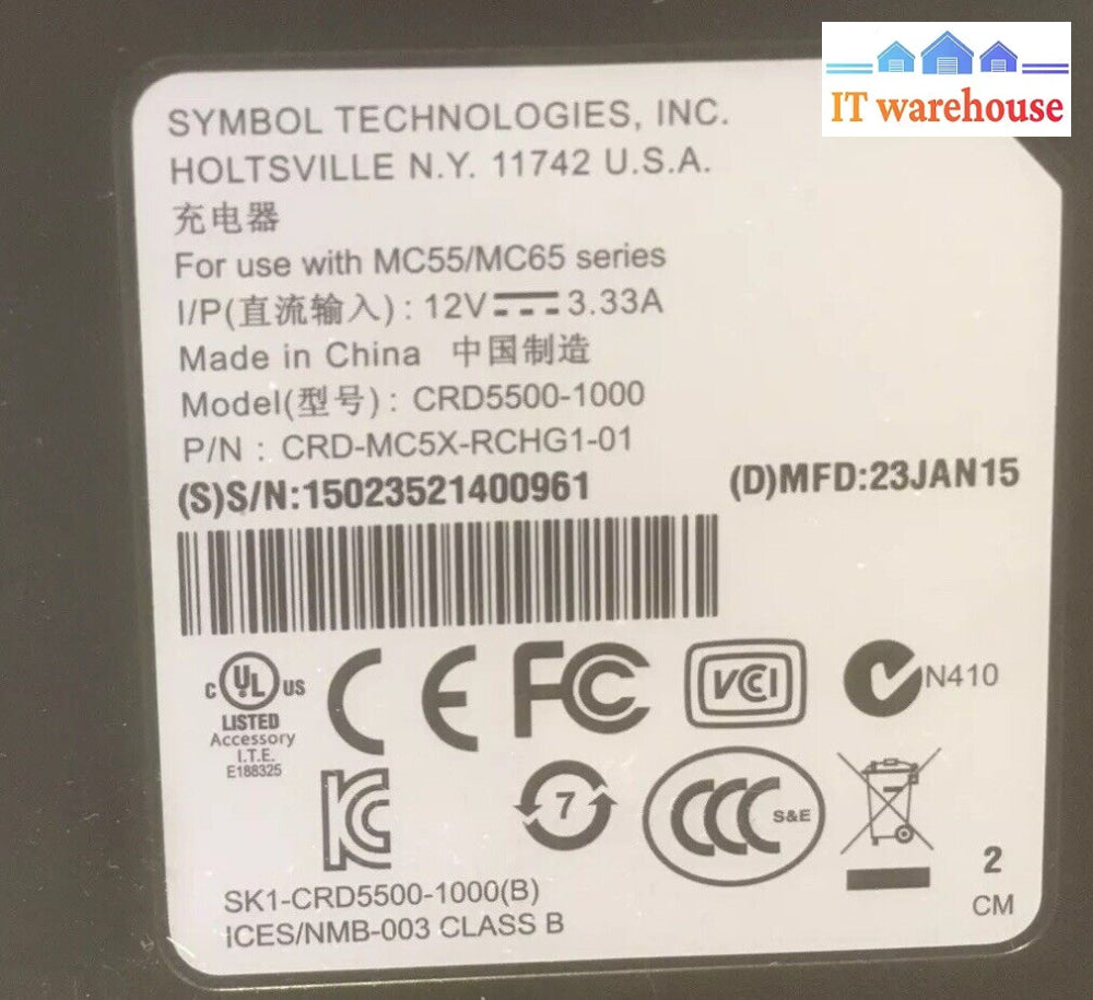 + Symbol Motorola Crd5500-1000 Cradle Charger Mc55 Mc65 Mc55A Mc5590 Mc659B Mc67