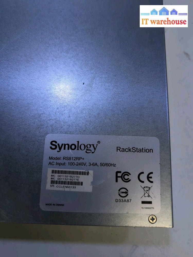Synology RS812RP+ NAS With 4x HDD Caddy / 2x PSU (NO HDD) -