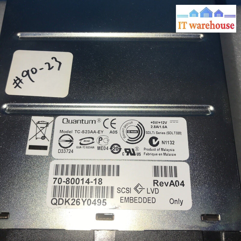 TC-S23AA-EY Quantum 160GB/320GB SDLT I Ultra-160 SCSI 68P LVD  Tape Drive