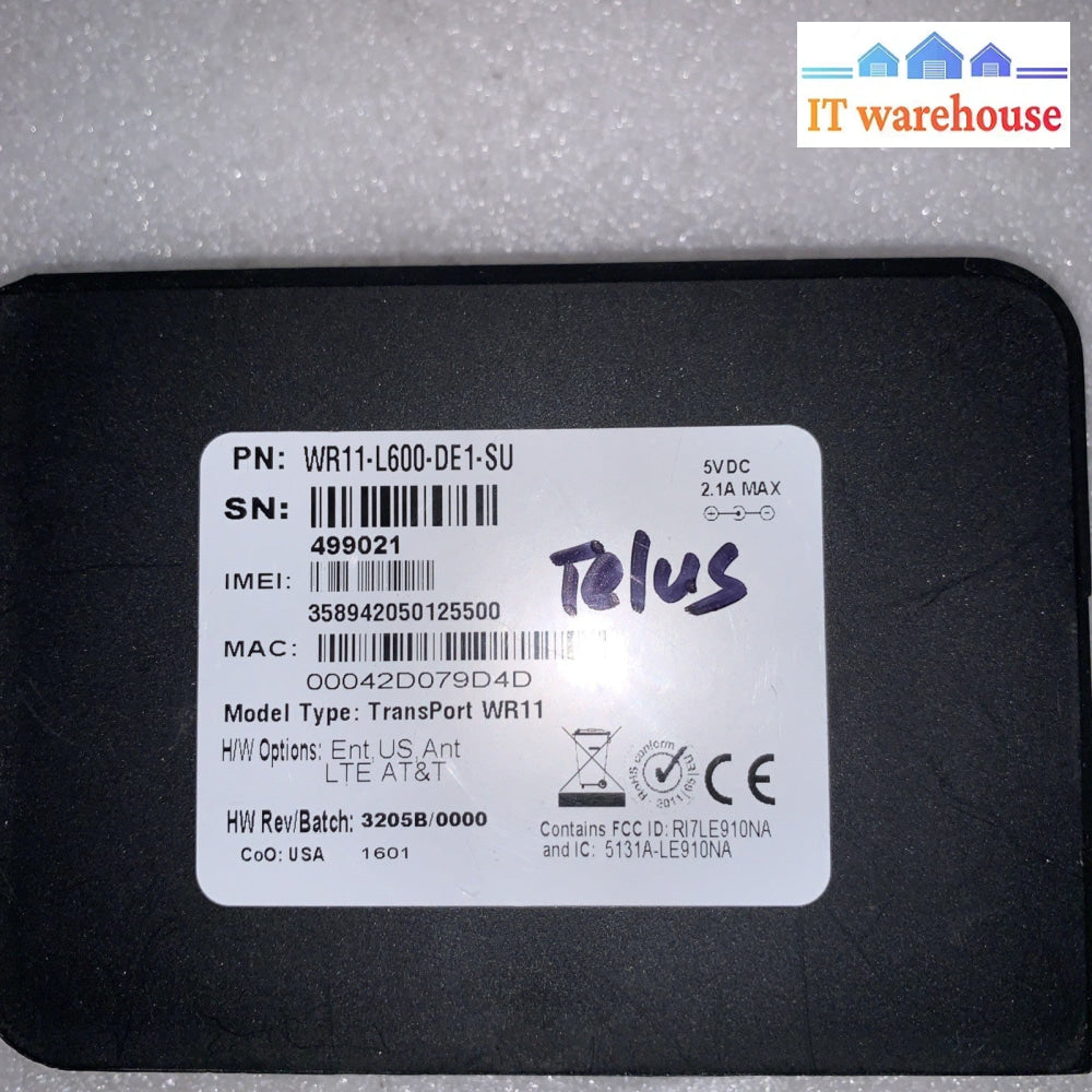 Telus Router Return (Telus). Digi TransPort WR11 LTE Industrial Router WR11-L600-DE1-SU ...