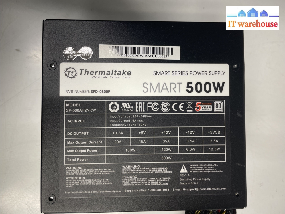 Thermaltake Smart Series 500W Power Supply SPD-0500P sp500ah2nkw  +