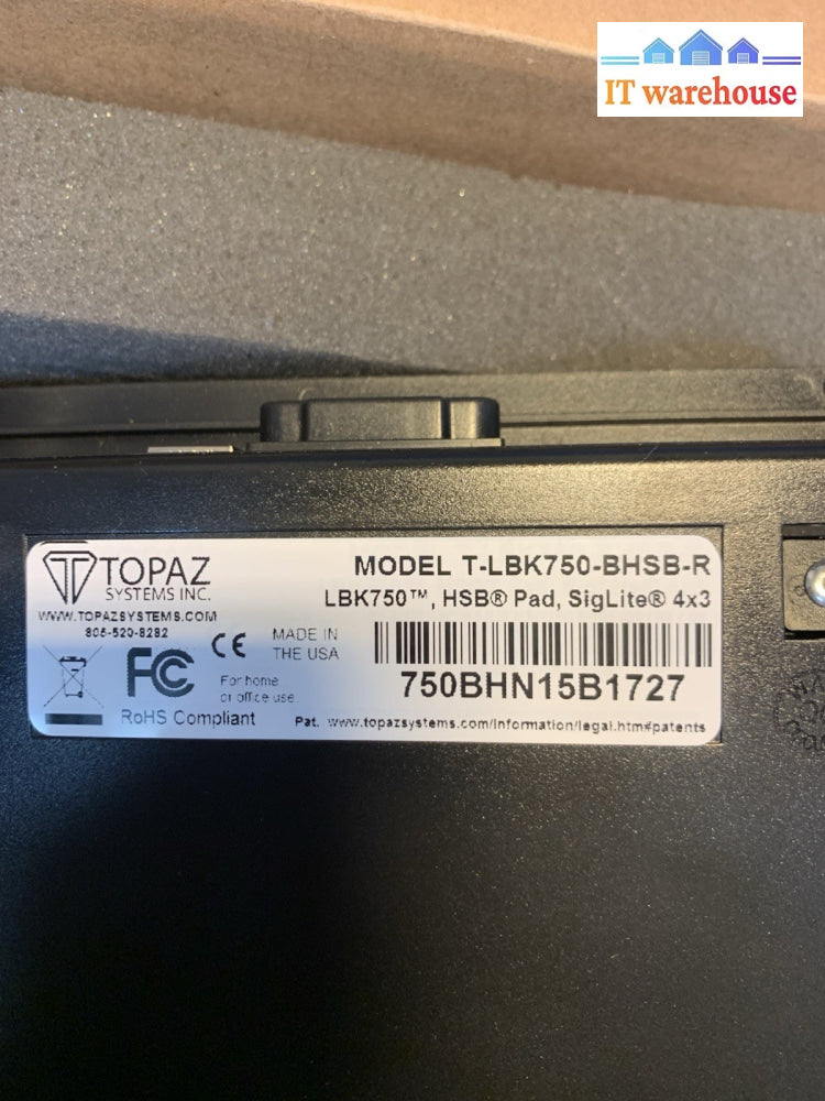 Topaz T-LBK750-BHSB-R Backlit 4x3 LCD Signature Capture Pad  USB