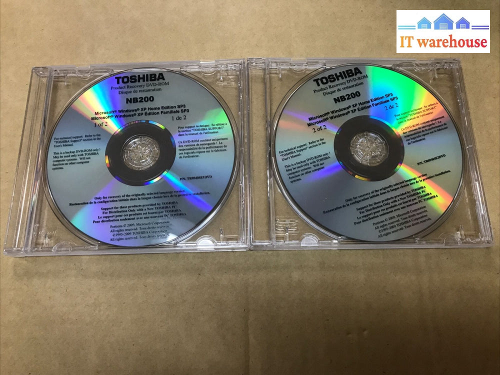Toshiba Nb200 Windows Xp Home Sp3 Reinstallation Recovery Dvd Tr09404E (No Key!)