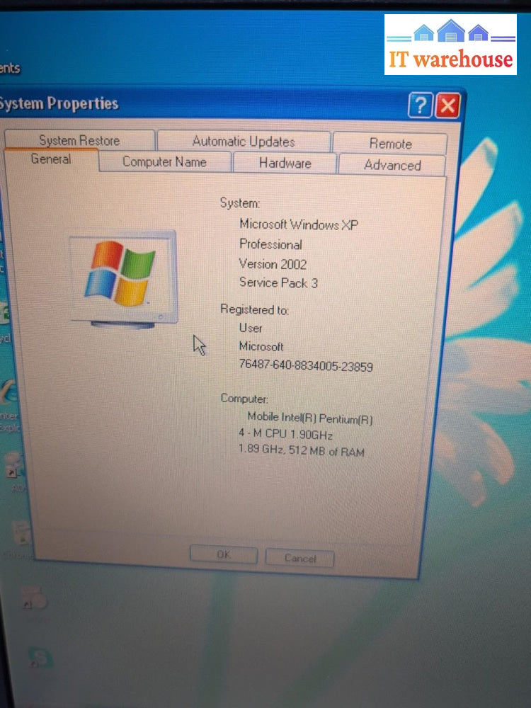 TOSHIBA SATELLITE 2410 15" Laptop Pentium 4-M 1.9GHz/512MB RAM/40GB HDD/WIN XP -