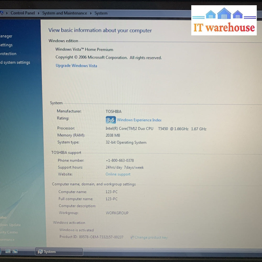 Toshiba Satellite A200-TH1 Intel T5450 2GB 200GB Windows Vista (original) laptop