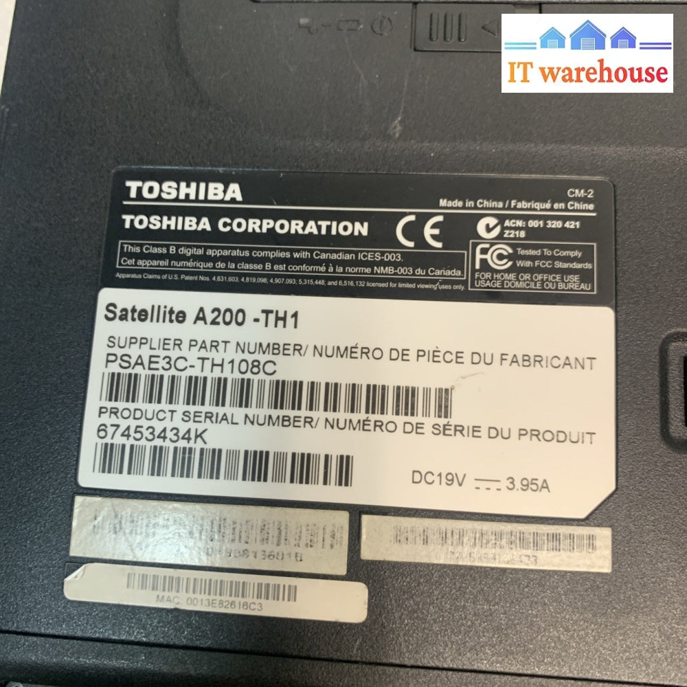 Toshiba Satellite A200-TH1 Intel T5450 2GB 200GB Windows Vista (original) laptop