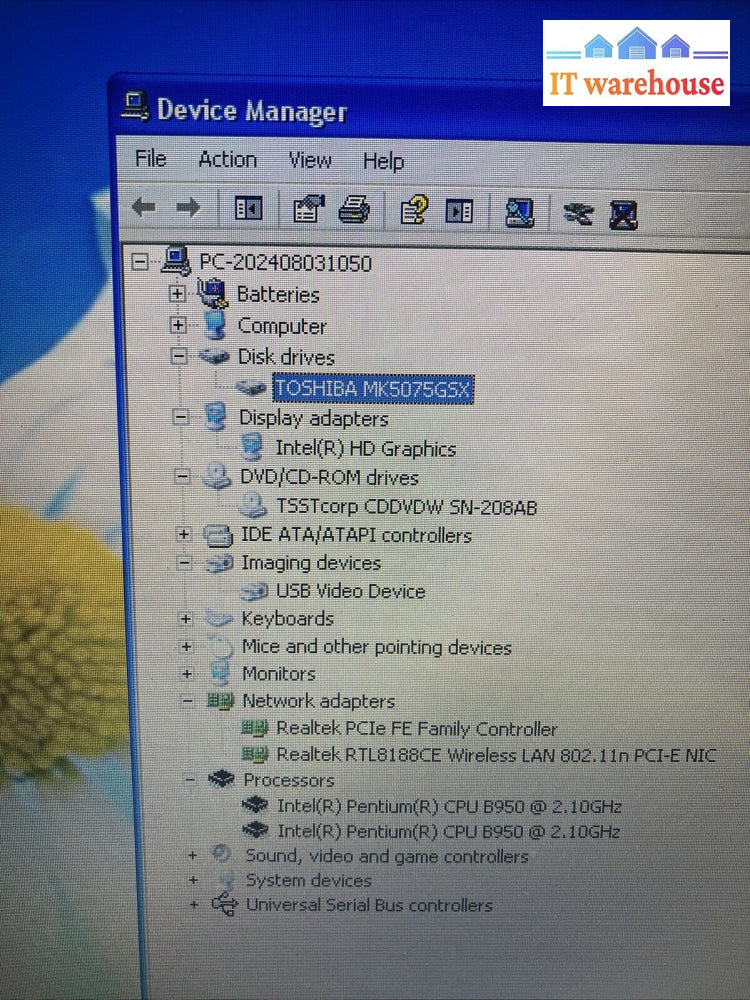 Toshiba Satellite C870 15.6’’ Laptop With Pentium Cpu/ 2Gb Ram / 500Gb Hdd Xp ~
