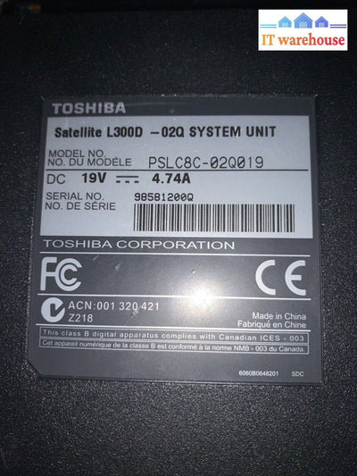 TOSHIBA Satellite L300D-02Q PSLC8C-02Q019 HDD (Vista Home installed) (AMD)
