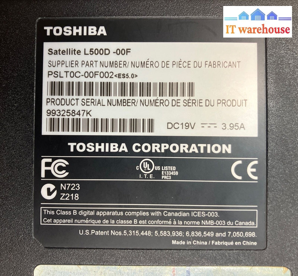 Toshiba Satellite L500D 15.6" Laptop AMD Athlon CPU 1GB RAM (Bad Screen, Read) ~