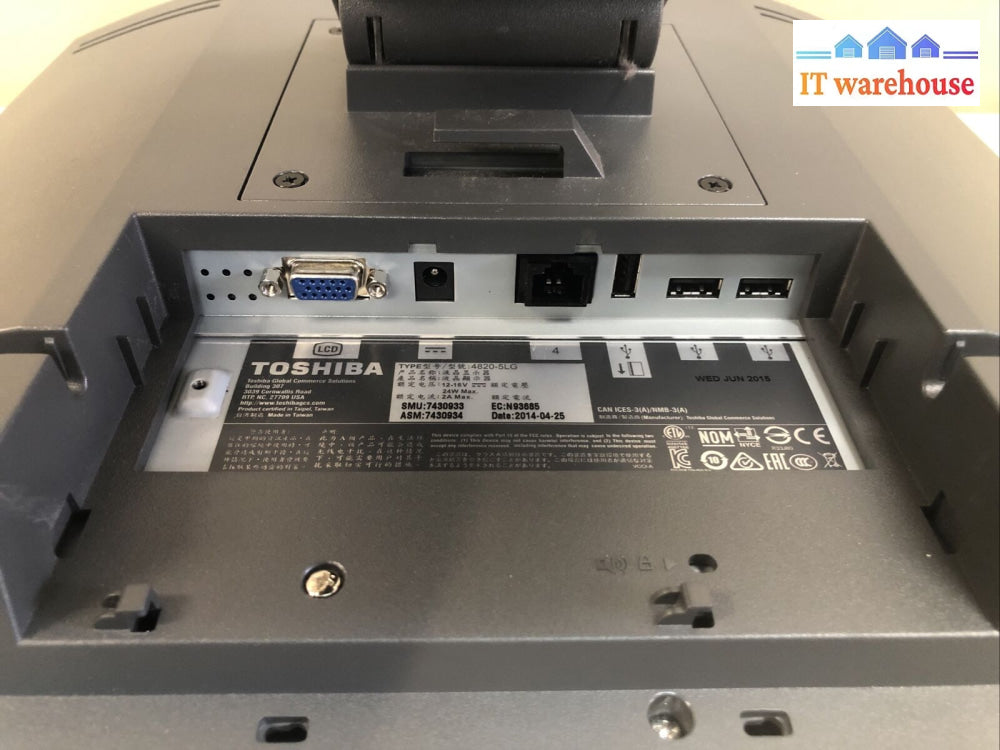 $ Toshiba Surepoint 4820-5Lg 15’ Touch Screen (No Ac Adapter)