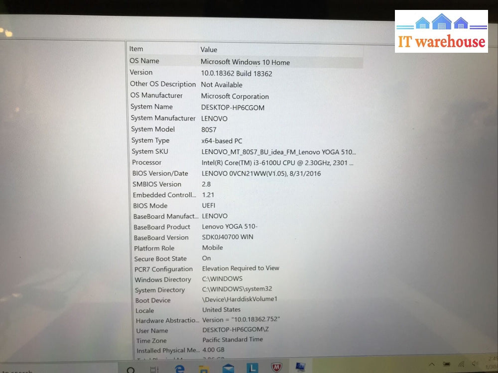 TouchScreen Lenovo YOGA 510 14ISK  2-IN-1 14"Laptop i3-6100U 4GB 120GB SSD Win10