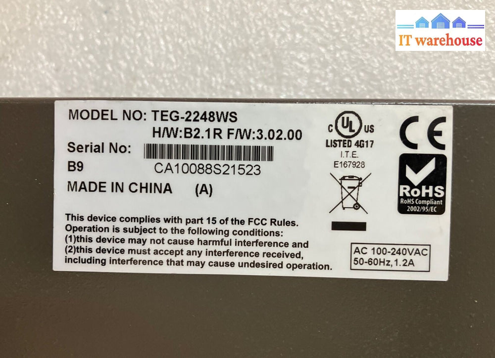 Trendnet WebSmart TEG-2248WS 48-Port 10/100M Smart Network Switch ~