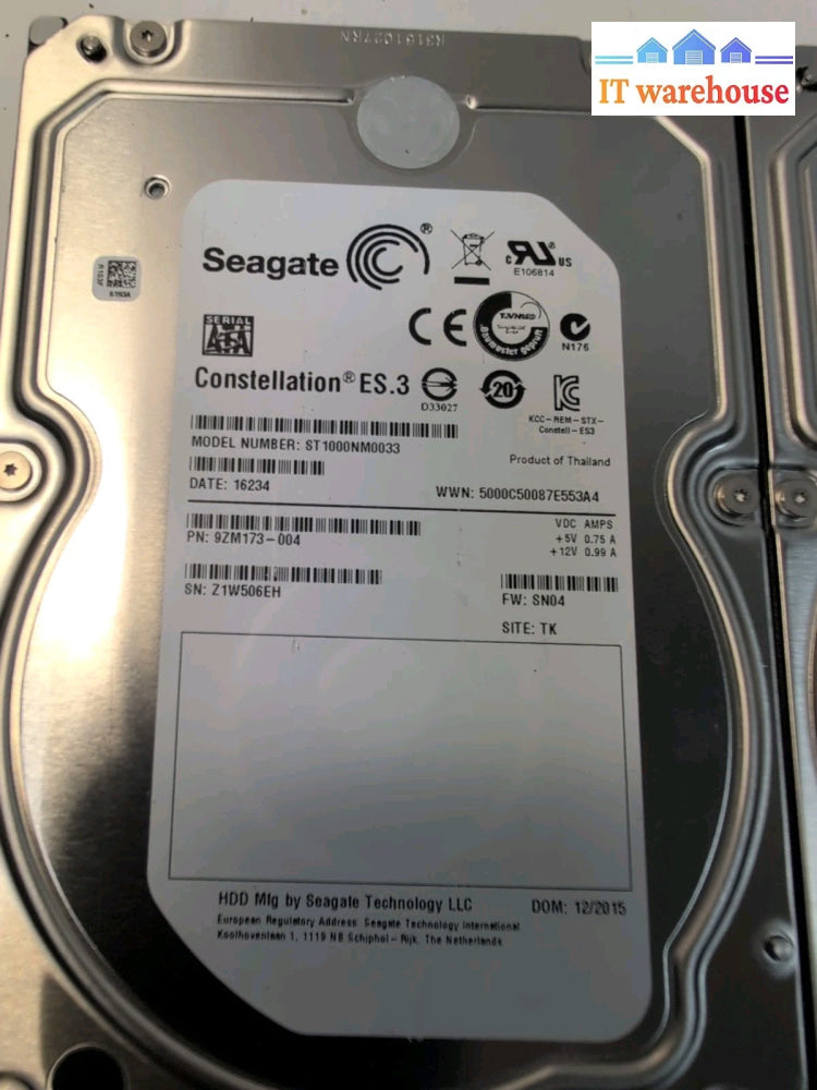 (Unused) 2x ST1000NM0033 Seagate Constellation ES.3 1TB 7200RPM SATA HDD -