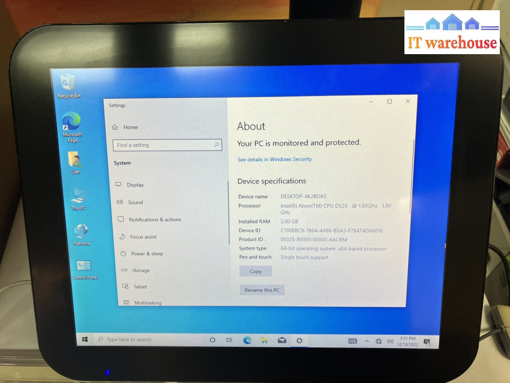 ~ UnyTouch Dual Screen POS Terminal U37-P150UR-ADC Win10 Intel Atom D525+2G+120G