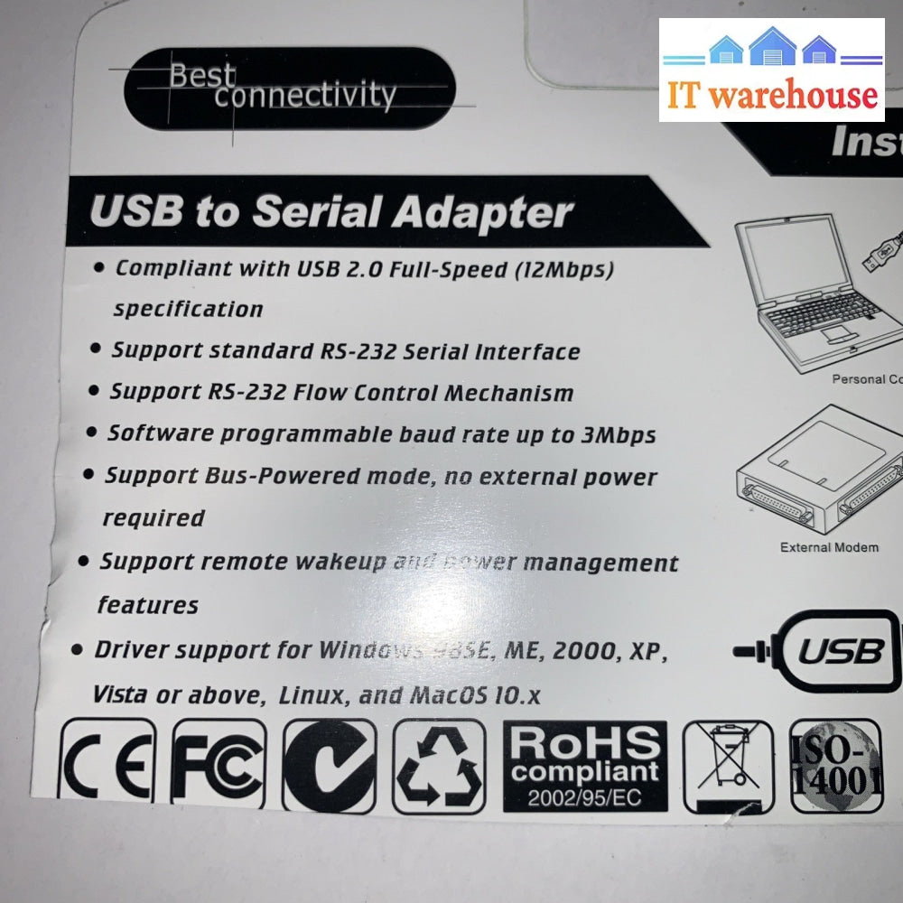 USB 2.0 to 9 & 25 pin Serial RS232 Cable DB9/DB25 Data Cable Adapter Converter