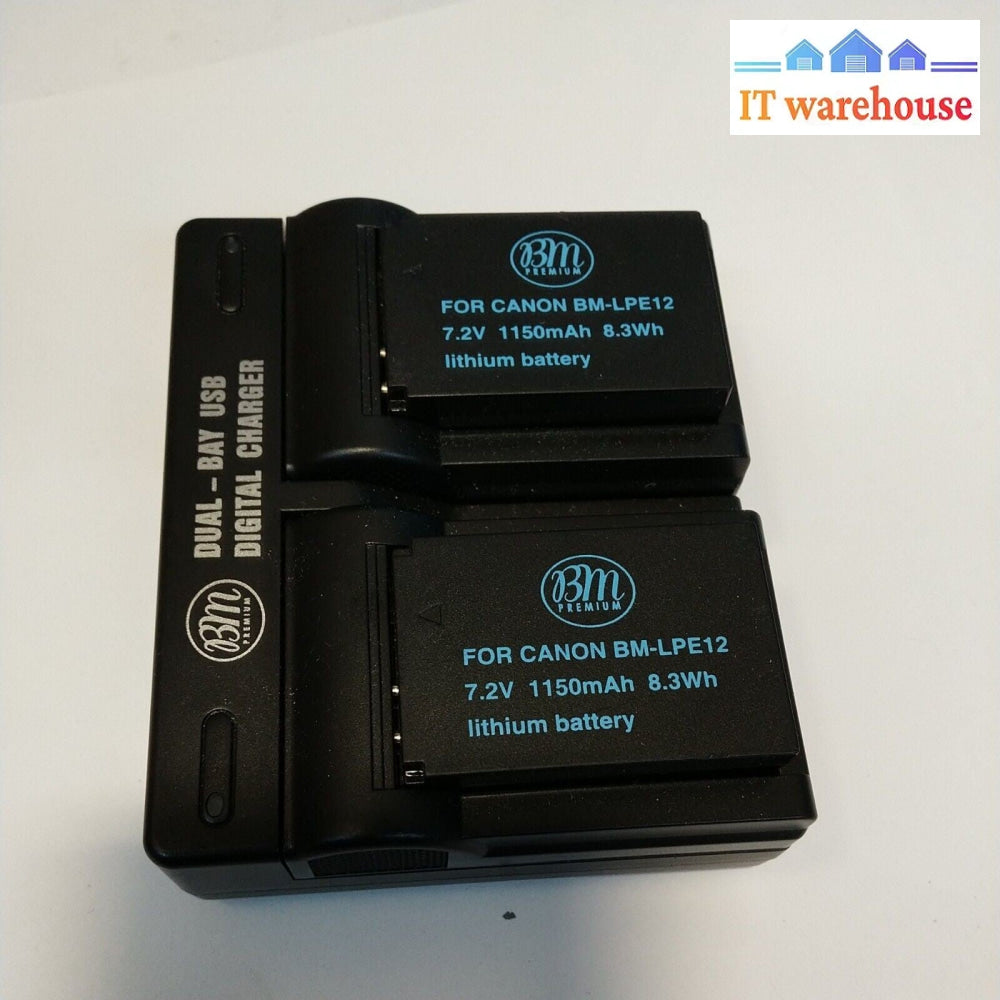 USB Dual LP-E12 LPE12 Battery Charger and 2x BM-LPE12 battery For Canon
