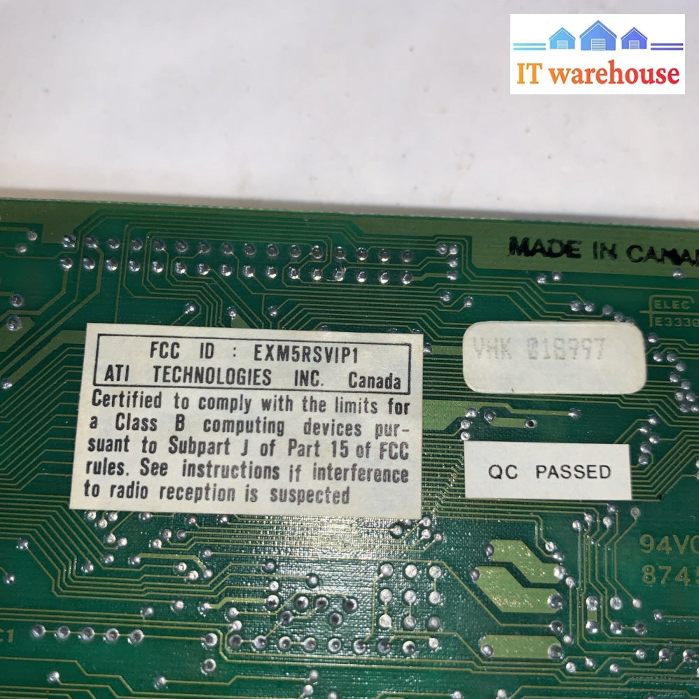 Very Rare ~ ATi VIP WONDER P/N 1008 8-Bit ISA Video Card EXM5RSVIP1