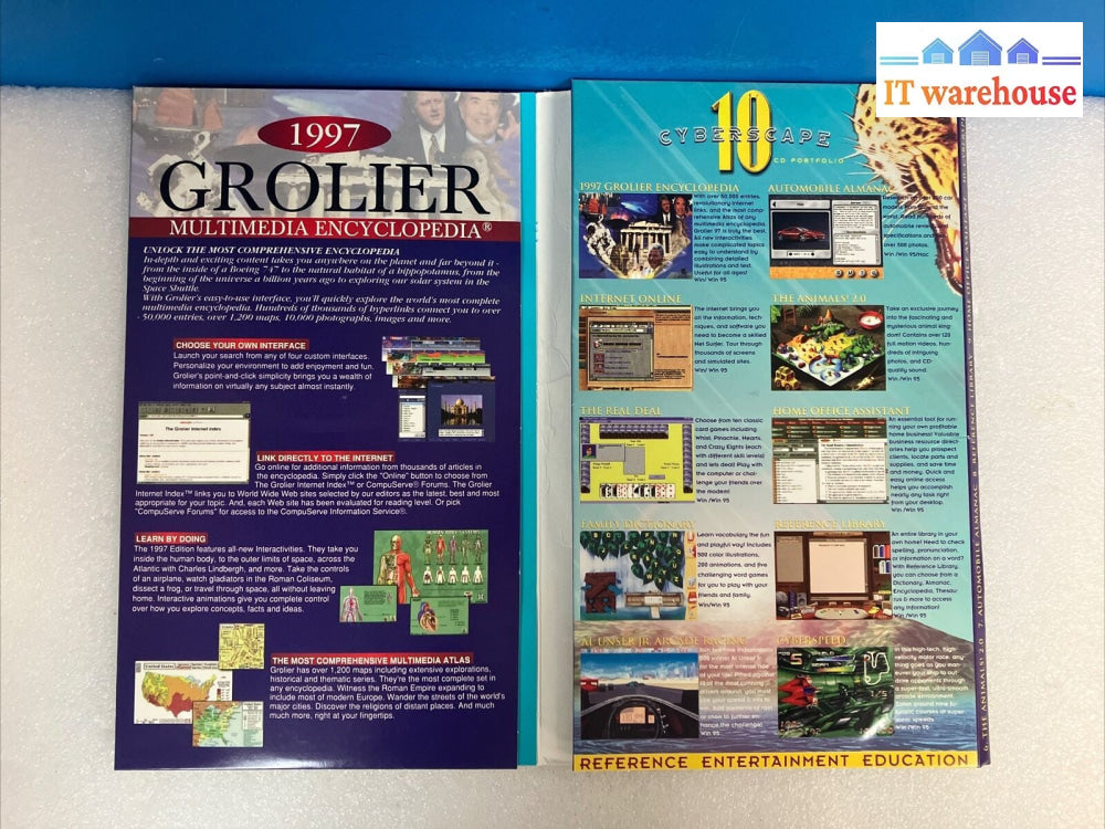~ Vintage 1997 Grolier Multimedia Encyclopedia CyberScape With 10 CD