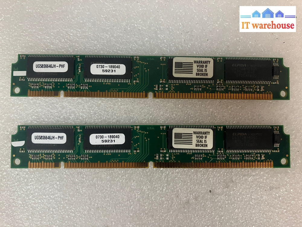 ~ (Vintage) 2 PC133 DIMM 128MB RAM UG58S6646JH-PHF 0730-189040 59231