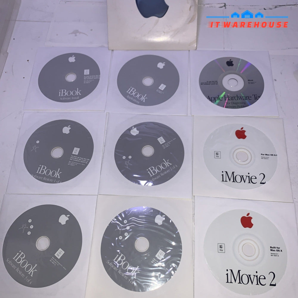 Vintage Apple iBook Software CDs OS 9.1.10.0.3, application, iMovie2, Tester