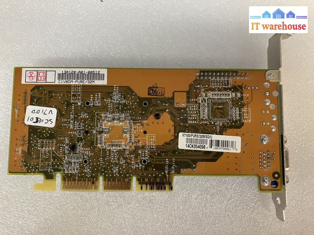 ~ (Vintage) Asus Agp-V7100 T 32Mb Nvidia Geforce Mx Video Card C1V0Dm-Pure/32M