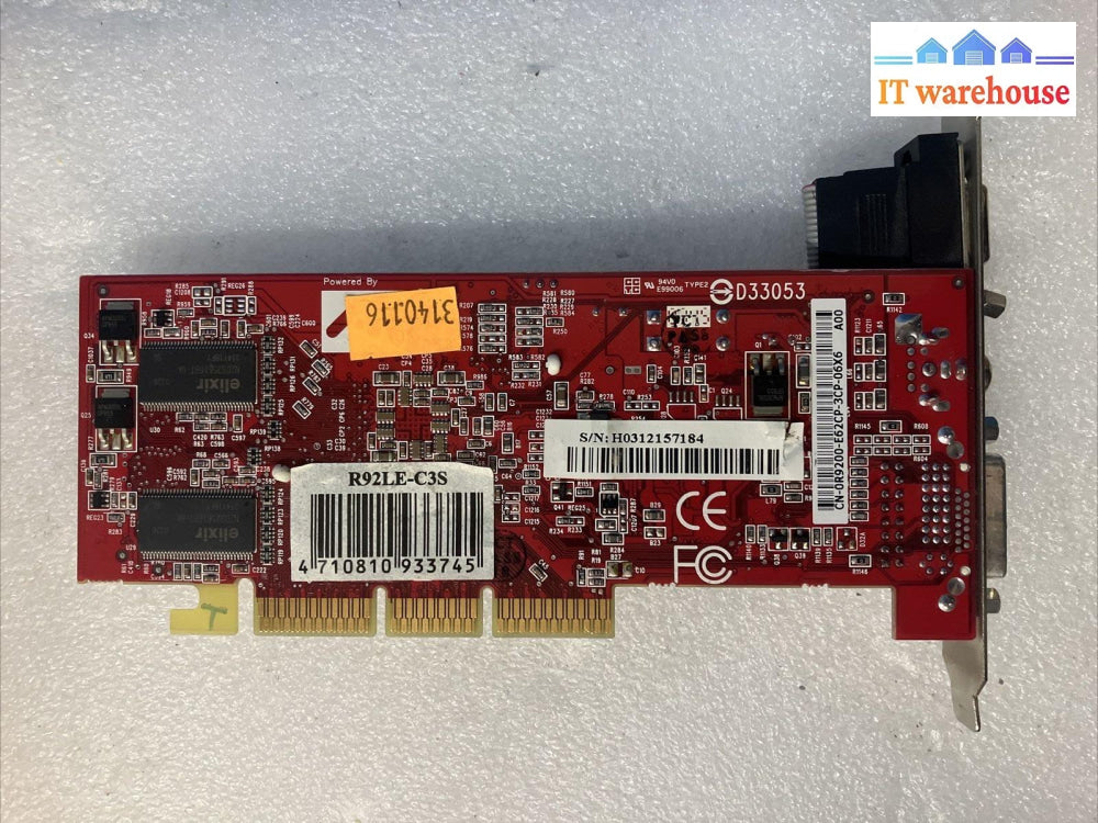 ~ Vintage Ati Radeon 9200 Se Video Card 128Mb Agp Cn-0R9200 Vga Dvi Port