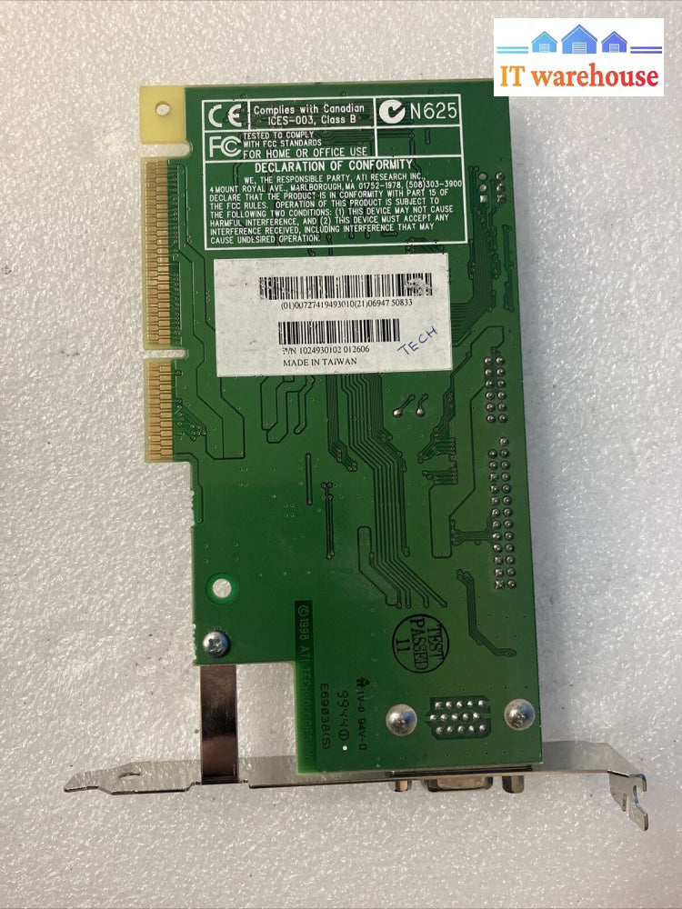 ~ Vintage ATI Rage 2C 4MB AGP VGA Graphics Video Card P/N: 109-49300-01