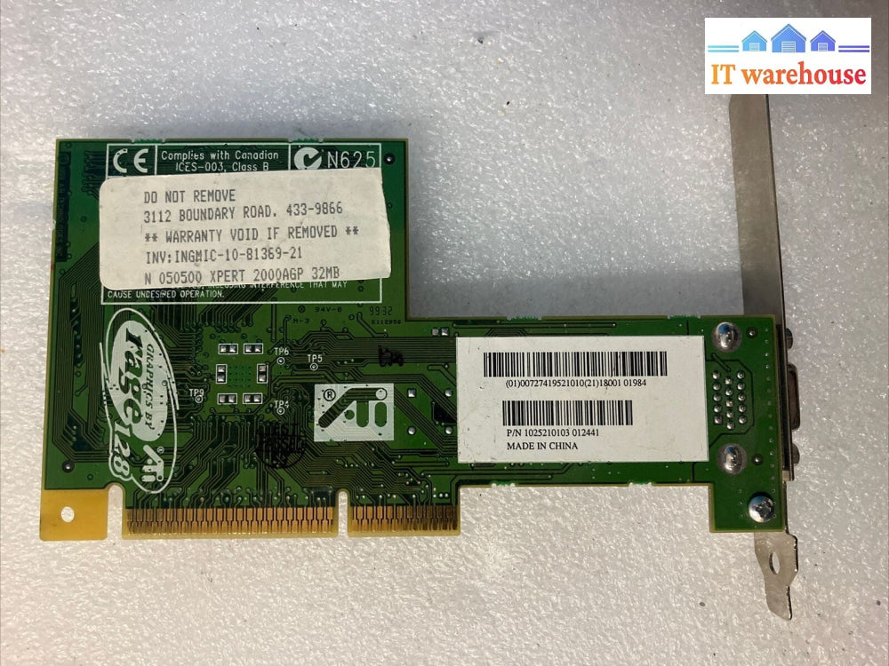 ~ Vintage ATI Rage 32MB RAM 109-52100-00 Windows 95/98/DOS Graphics Video Card