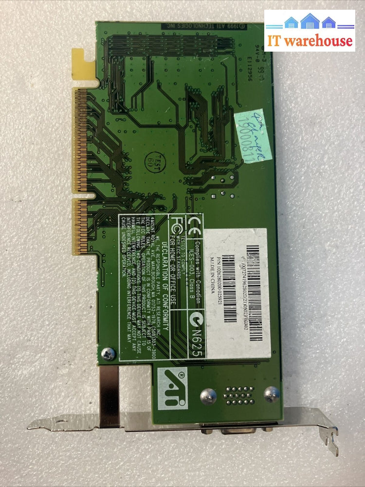 ~ Vintage Ati Rage Xc Agp Video Card With Vga Port Pn: 109-62800-00
