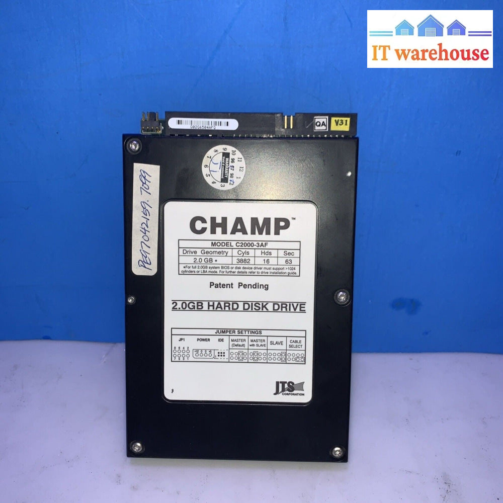 Vintage ~ Champ C2000-3AF 2GB 3.5" IDE HDD Hard Disk Drive 2.0 GB JTS
