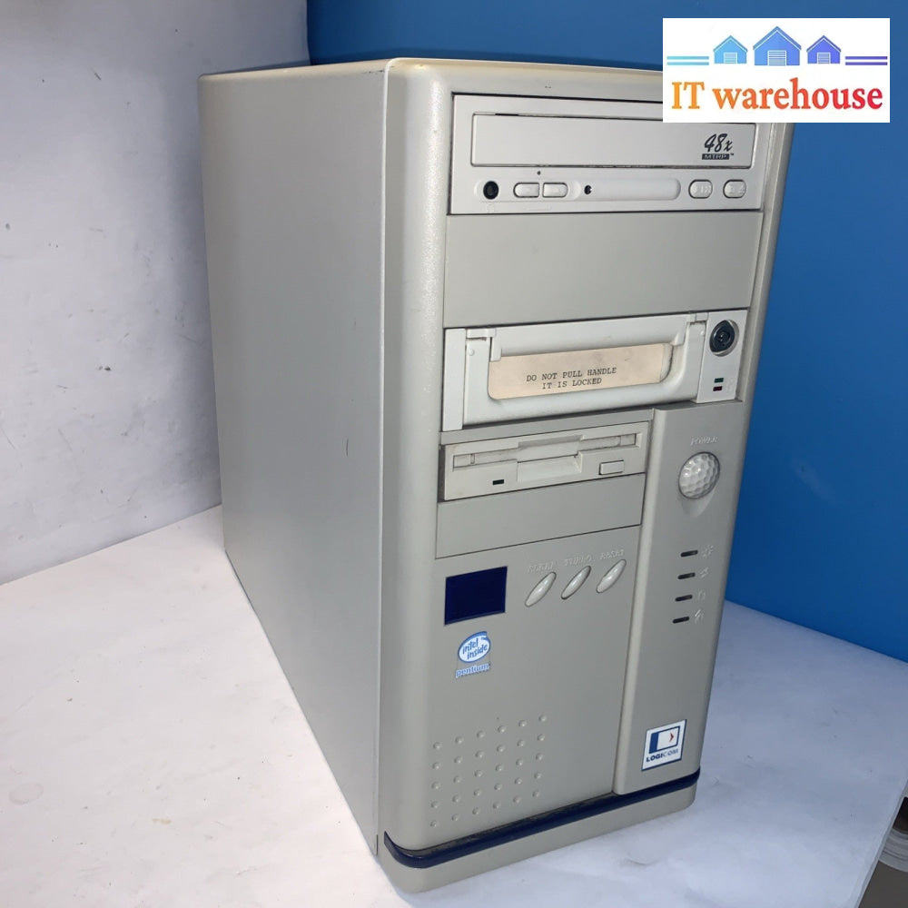 Vintage ~ Desktop PC Case  w/PSU + CD-ROM + Zip drive +Floppy Drive  (screws)