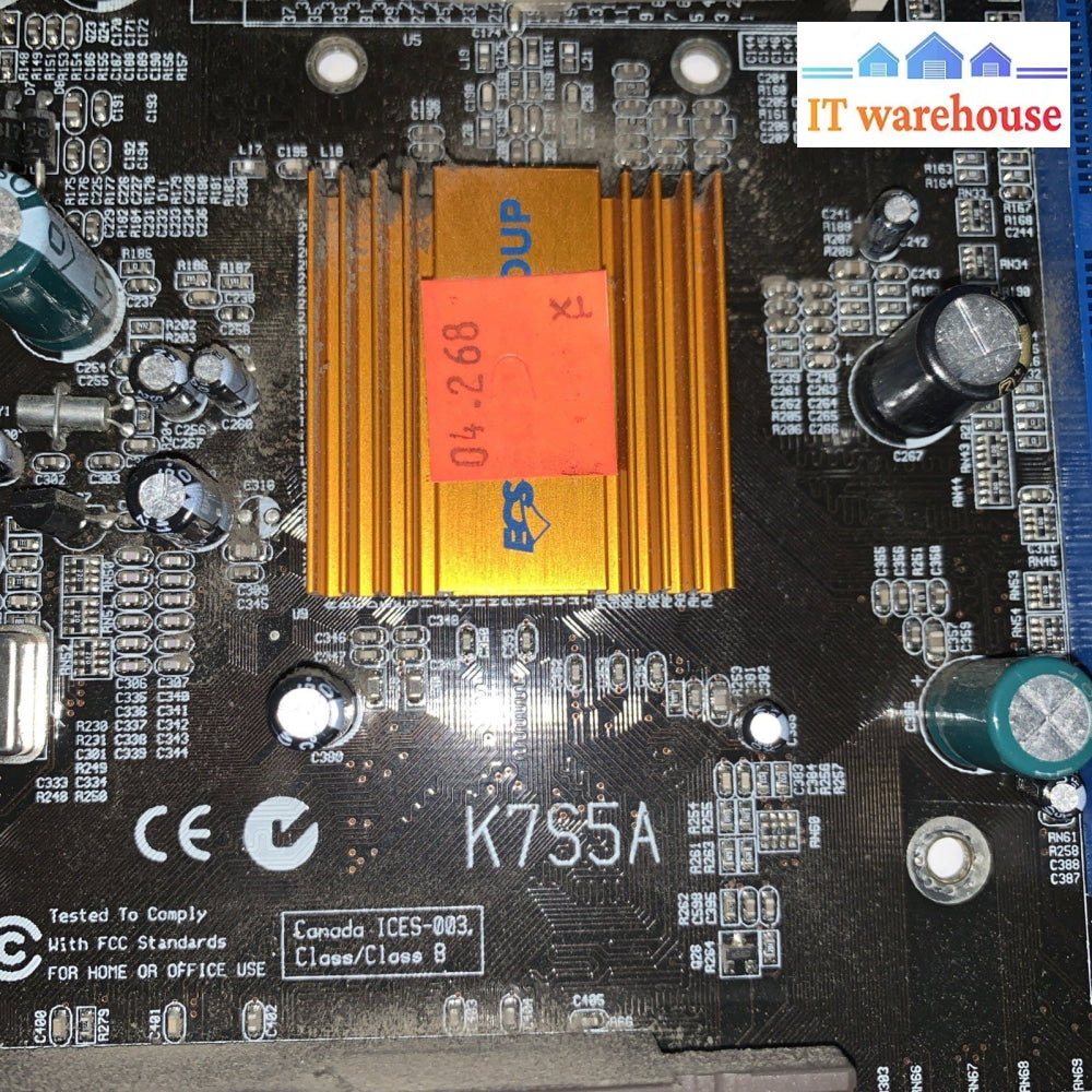 Vintage ECS K7S5A Socket A 462 Motherboard AMD ATX AGP DDR SDR + Althon1100 CPU