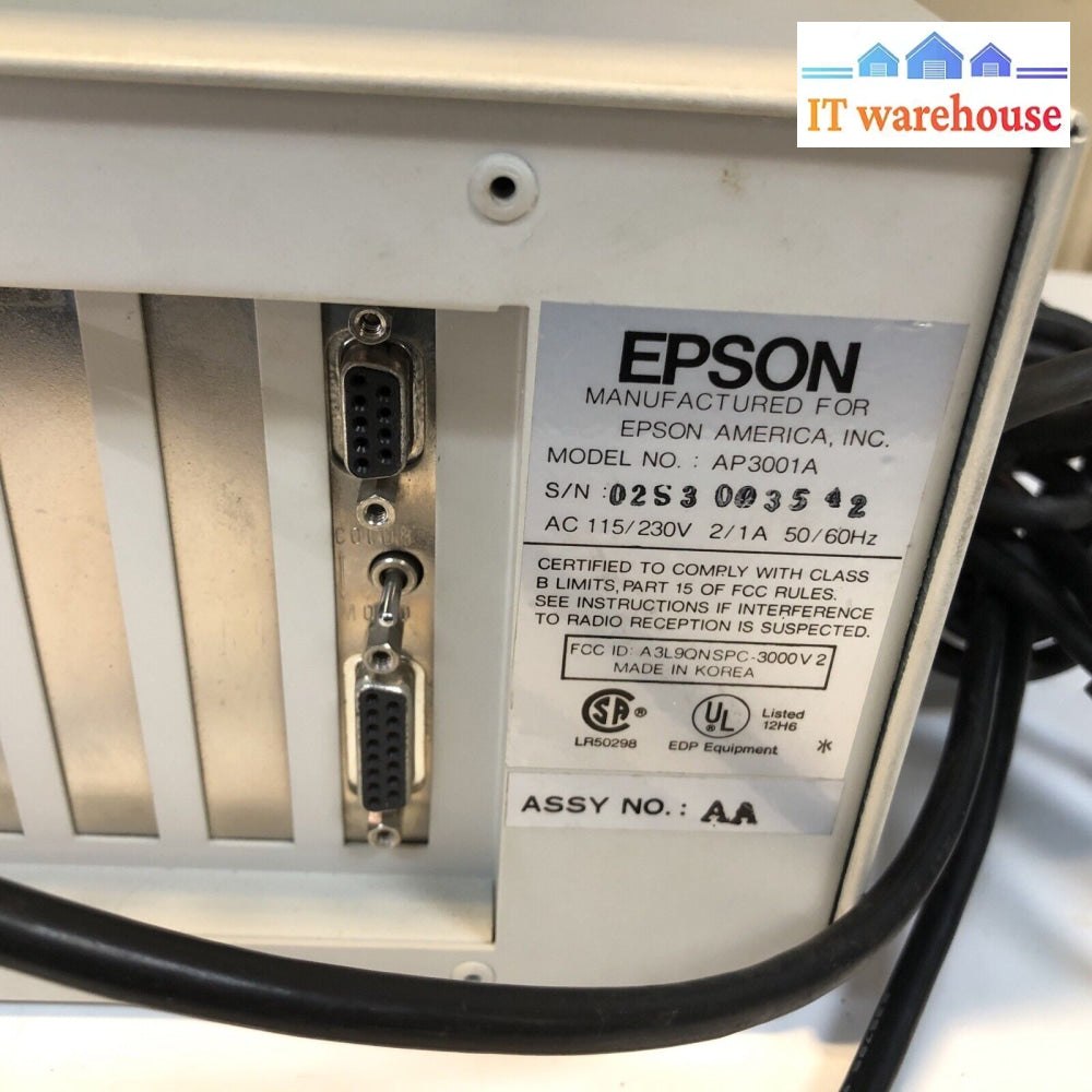 $ Vintage Epson Apex Plus Ap3001A Computer No Hdd /W Monitor Tested